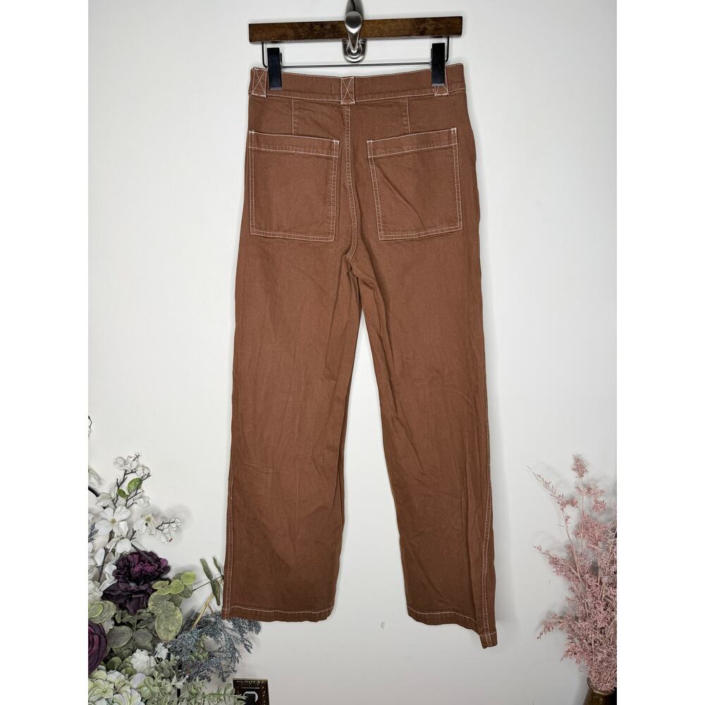 MADEWELL Emmett Wide Leg Pant Garment Dyed Clifftop Brown Sz 27 $98 {3H15} - Picture 3 of 6
